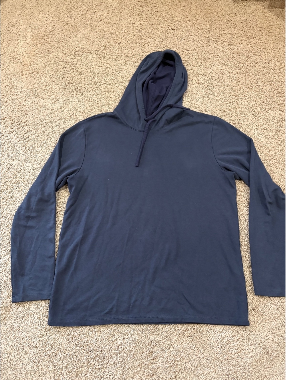 Vince Men's Double Layer Pima Cotton Modal Pullover Hoodie Navy Blue L Luxury